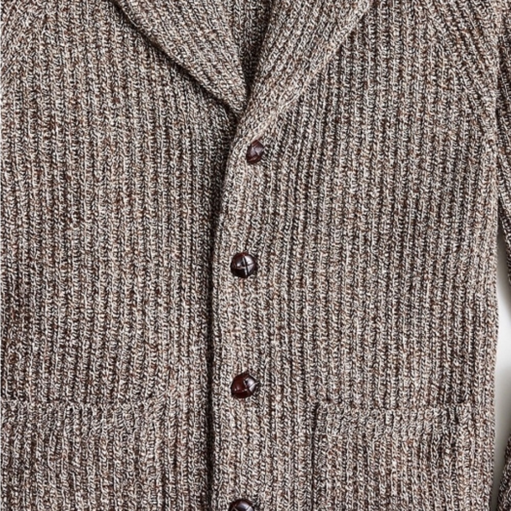 J. Crew Marled Almond Rugged Merino Wool Blend Shawl Collar Cardigan XL